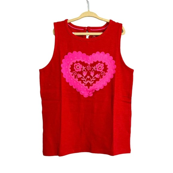 Mini Boden Red Flutter Heart Applique Tank Top size 9-10 years New without tags - Picture 1 of 7